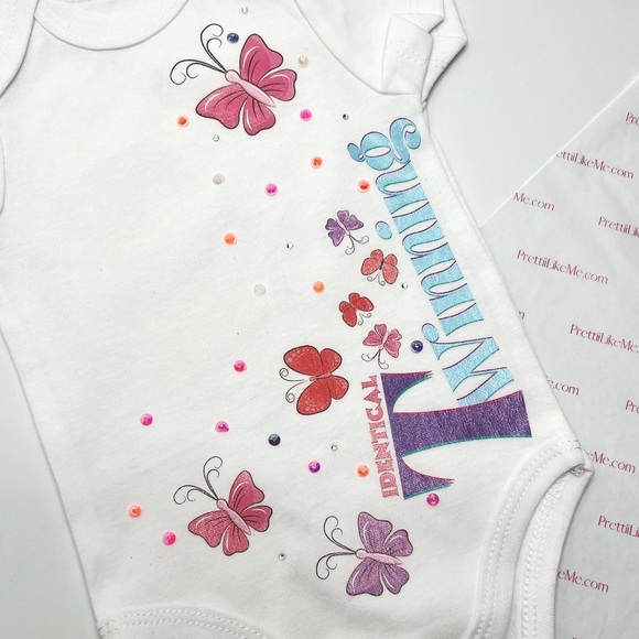 Set of 2 Twinning Onesies with backpack for TWIN girls - Picture 2 of 4